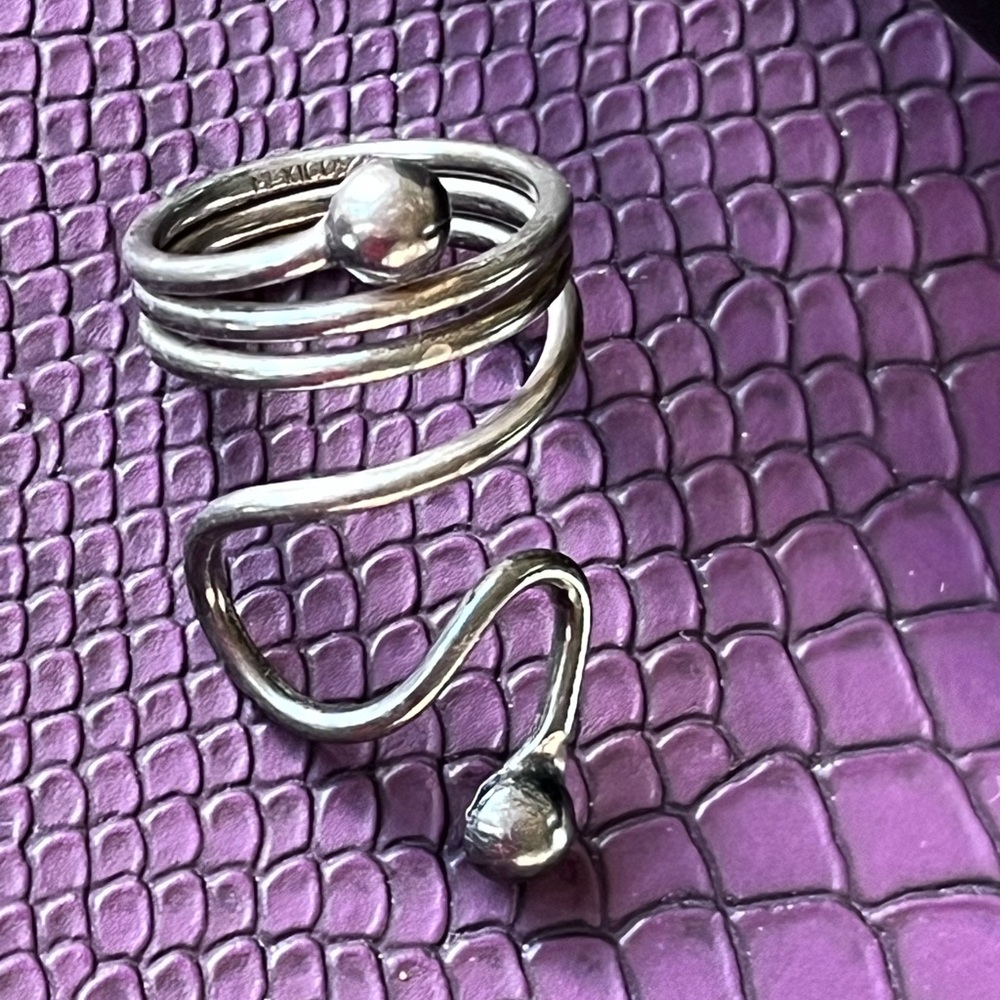 Sterling Silver 925 Cobra Snake Ring Gunmetal sz 8